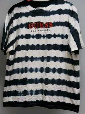 Camiseta Guess Originals Para Hombre Mediana Negra Blanca Tie Dye Estilo Años 90 Los Ángeles Foto 1 de 4