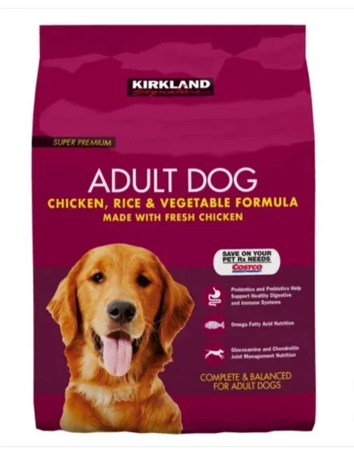 Comida para perros Kirkland Signature fórmula para adultos pollo, arroz y verduras 40 lb. Foto 1 de 1