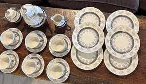 Juego de té con adornos de platino de China esterlina Japón para seis - 23 piezas. Ver descripción - Imagen 1 de 16