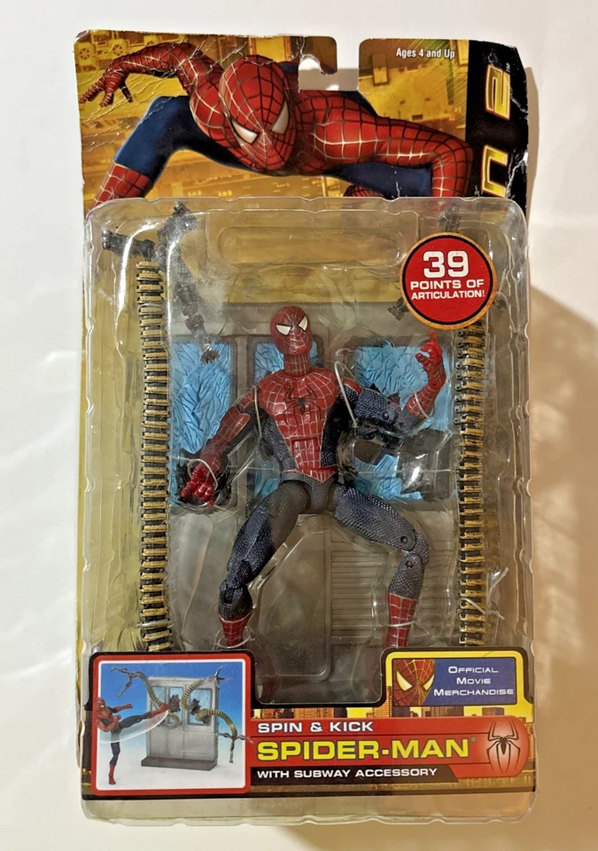 Spider-Man 2 Película Toy Biz 2004 Spin & Kick Figura Toby Maguire Nuevo en Caja Foto 1 de 4