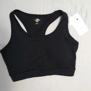 Body & Sol Black Sports Bra Padded Athletic Lightweight Compression Sz M NWT - Picture 1 of 3