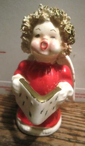 1950S Japan XMAS CHERUB ANGEL 3" HIGH CAROLER W/Spaghetti HAIR - Picture 1 of 5