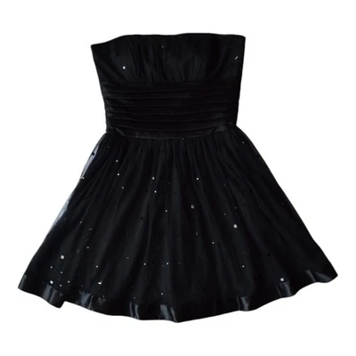 Vintage Morgan & Co. Black Strapless Prom Dress, Sequin Accents, Size Small - Image 1 of 4