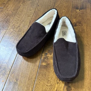 UGG Men’s Ascot Chocolate Brown Suede Fur Lined Size 13 Slip On Slipper - Picture 1 of 7