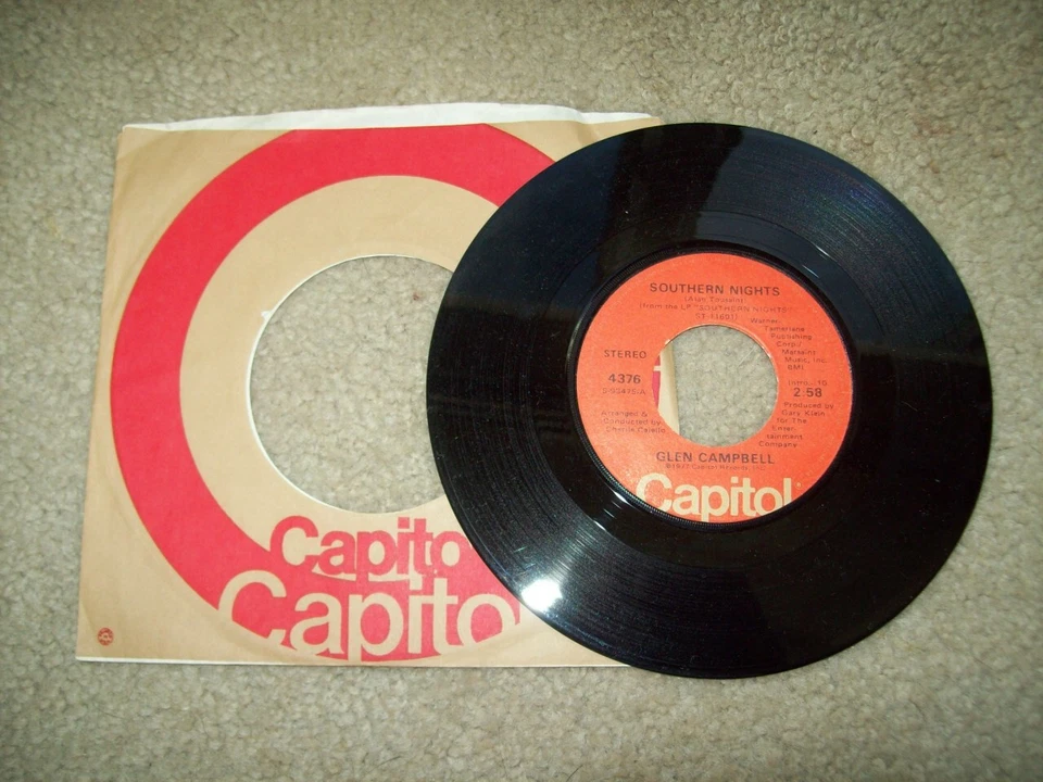 GLEN CAMPBELL SOUTHERN NIGHTS/WILLIAM TELL OVERTURE 45 rpm VINYL RECORD 1977  - Image 1 of 1