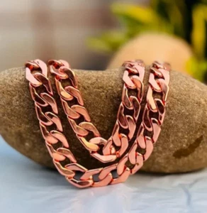 18 inch Pure Copper Solid CUBAN Chain Necklace, Healing Jewelry Spiritual - Picture 1 of 8
