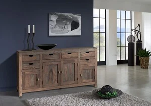 Sideboard Holz massiv natur modern Sheesham Palisander Massivholz 180x95  grau - Bild 1 von 7