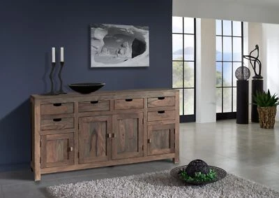 Sideboard Holz massiv natur modern Sheesham Palisander Massivholz 180x95  grau - Bild 1 von 4
