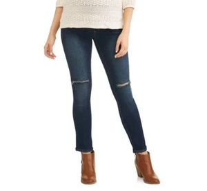 Oh! Mamma Maternity Women's Distressed Skinny Jeans with Full Panel, Size L - Picture 1 of 6