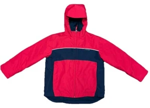 Lands End Waterproof Insulated Jacket Coat Boys Size S 7-8 Red Blue Fleece Lined - Picture 1 of 24