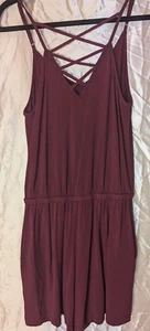 American Eagle Outfitters one piece short Set Outfit Romper - Burgundy - Picture 1 of 4
