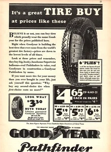 VINTAGE 1932 GOOD YEAR PATHFINDER AUTOMOBILE TIRES PRINT AD - Picture 1 of 1