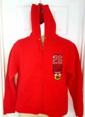 Chicago Blackhawks Juvenil Sudadera con Capucha Talla Mediana Roja Cremallera Frontal Sudadera Bolsillos Nueva Foto 1 de 4