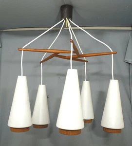 5 candelabros de llama años 50 Midcentury modernista cristal teca - Imagen 1 de 12