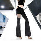 Sexy Lady Slim Fitted Flared Pants Trousers Bell Bottom Hollow Out Clubwear Thin