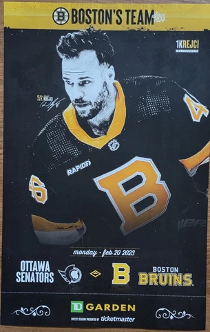 Boston Bruins 2023 David Krejci 1000 Games Celebration Poster Cover