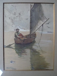 Alfred Weber 1859-1931 Liebespaar auf dem See - 1902 - Bild 1 von 15