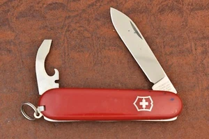 VICTORINOX SWITZERLAND SWISS MADE ARMY RED OFFICER ISSUE KNIFE SUISSE (20786) - Picture 1 of 7