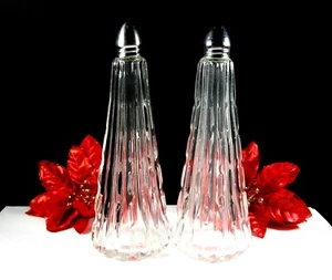 IRICE Japan SALT & PEPPER SHAKERS Clear Tall Conical Elegant Textured 6.5" Tall - Picture 1 of 6