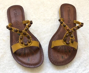 TAMARIS - LOVELY BEADED / LEATHER FLAT SUMMER SANDALS - size 3 - FREE POST - Picture 1 of 10