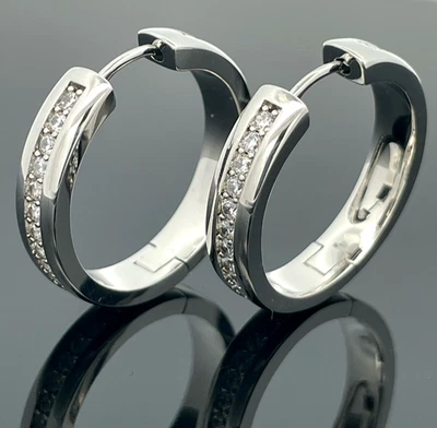 CREOLEN AUS MESSING PALLADINIERT MIT ZIRKONIA  SCHMUCKJAGD - Bild 1 von 4