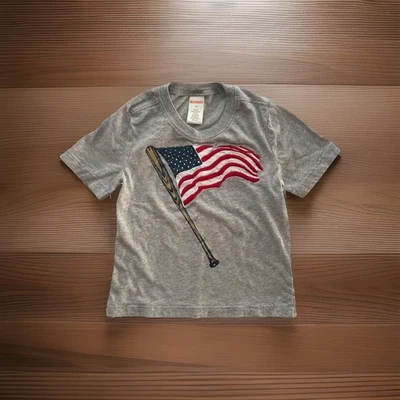 Camiseta Gymboree infantil masculina taco de beisebol mastro cinza manga curta tamanho 2T - Imagem 1 de 4