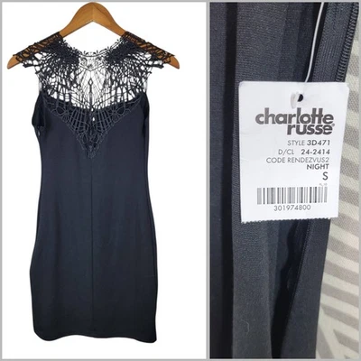NEW Charlotte Russe Mini Dress Size Small Special Event Prom Club Black Lace - Image 1 of 4