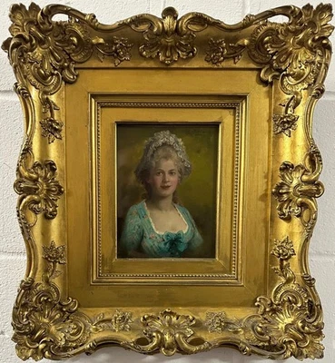 Continental School (19TH Cen-ry) : Study Of A Lady , Oil On Board - Image 1 of 4