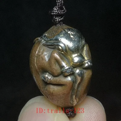 Pingente presente estátua boi gado animal escultura dourada cobre vermelho chinês 2,5 cm - Imagem 1 de 4
