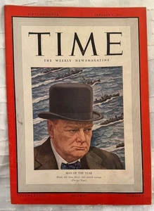 Time Magazine WINSTON CHURCHILL MAN OF THE YEAR No Label January 6 1941 - Foto 1 di 1