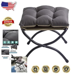 Multi-Functional 15-Inch Folding Ottoman - Dark Grey Foot Stool for Any Room - Picture 1 of 12