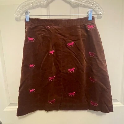 Falda Corta Lilly Pulitzer TALLA 4 Marrón Bordada Rosa Caballos Pana Bolsillos Foto 1 de 4