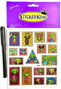 Holographic Framed Aliens Stickers Scrapbooking Card Paper Craft Sticker King - Picture 1 of 1