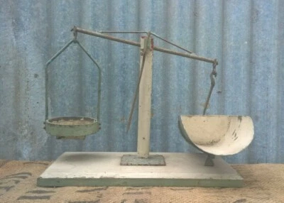 Vintage Industrial Weighing Scales With Brass Tray & Scoop - image 1 of 4