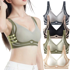Sport Bras Seamless Wire Free Weight Support Tank Tops Yoga Sleep Bra Basic Bra - Picture 1 of 16