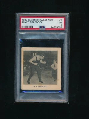1937 Globo Chewing Gum #5 James Braddock psa 3 highest pop 1 Cinderella Man - Image 1 of 2