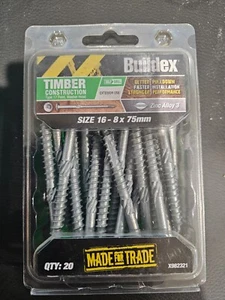 Buildex 16-8 x 75mm Zinc Alloy Type 17 Timber Construction Screws - 20 Pack - Picture 1 of 2