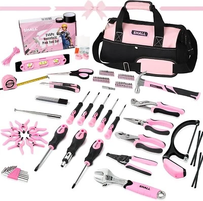 SHALL 246PC Pink Werkzeug Set,Rosa Werkzeugkoffer Werkzeugset Werkzeugkasten - Bild 1 von 4