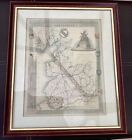 Lovely Mounted & Framed Antiquarian Style Map Print of Lancashire