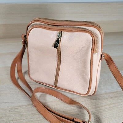 Bolso Bandolera Valentina Carrano Cuero Cartera Italia Rosa Tostado De Colección Multi-Sección Foto 1 de 4