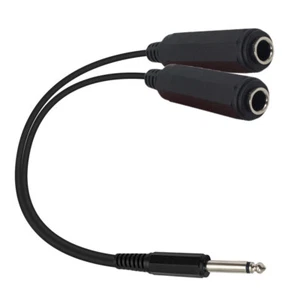 6.35mm 1/4" Mono Male to 2 Female Stereo Audio Adapter Splitter Extension Cable - Picture 1 of 8