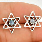 Star of David - Rainbow Moonstone Stud 925 Silver Earrings Jewelry E-1024