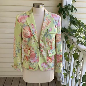 Chaqueta Blazer Body By Victoria VS 12 Verde Acuarela Floral Victoria’s Secret - Imagen 1 de 10