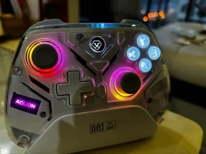 RGB Glitter wireless controller with charing base for Android /PC/IOS/SWITCH - Picture 1 of 4