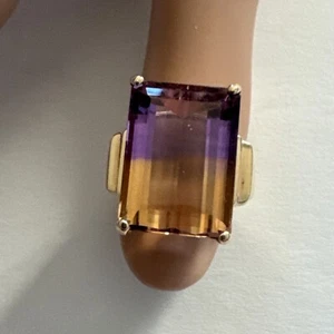 Anello vintage 14 carati ametrina 10k 7,1 grammi misura 5,75 - Foto 1 di 17