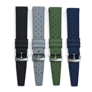 Bracelet Rubber 18mm 20mm 22mm Waterproof Tropical Rubber Watch Strap - Picture 1 of 12