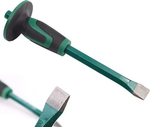 Mason Chisel with Hand Guard, 12 Inches (30 Cm) Heavy Duty Flat End Rock Concret - Picture 1 of 3