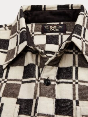RRL RALPH LAUREN Plaid Brushed Jacquard Work Shirt Size Medium Cotton  RRP £340 - Image 1 of 4