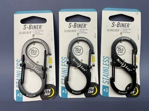 3er Pack Nite Ize S-Biner Slidelock Karabiner Edelstahl #3 25lb 11kg LSB3-01-R6 - Bild 1 von 4