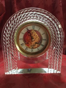 FLAWLESS Exquisite JAPAN HOYA Art Glass LOFTY Heavy ROPE Crystal CLOCK & STAND - Picture 1 of 12